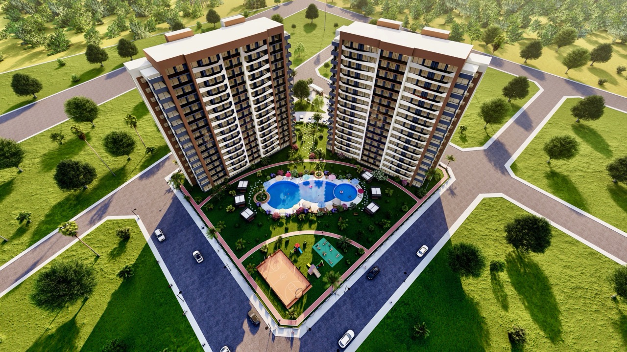 Apartments with excellent layout in Mersin, 1+1 in Tomyuk - IHT001