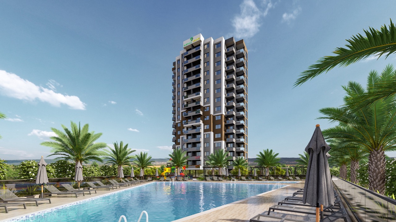 Yeni seçkin apartman kompleksi 1+1, Çeşmeli, Mersin - EMDE11