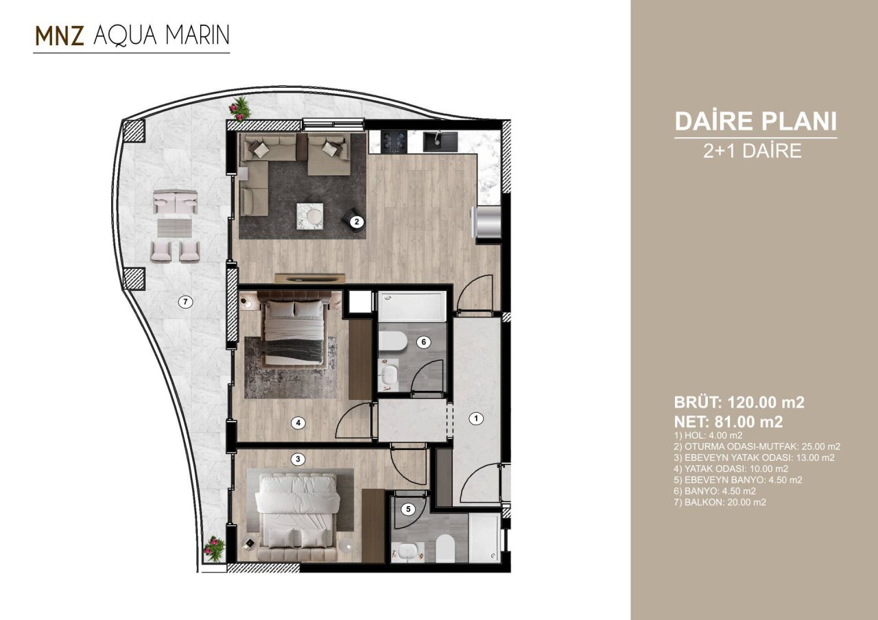 Квартира 3 комнаты 120 м² Мезитли, Турция