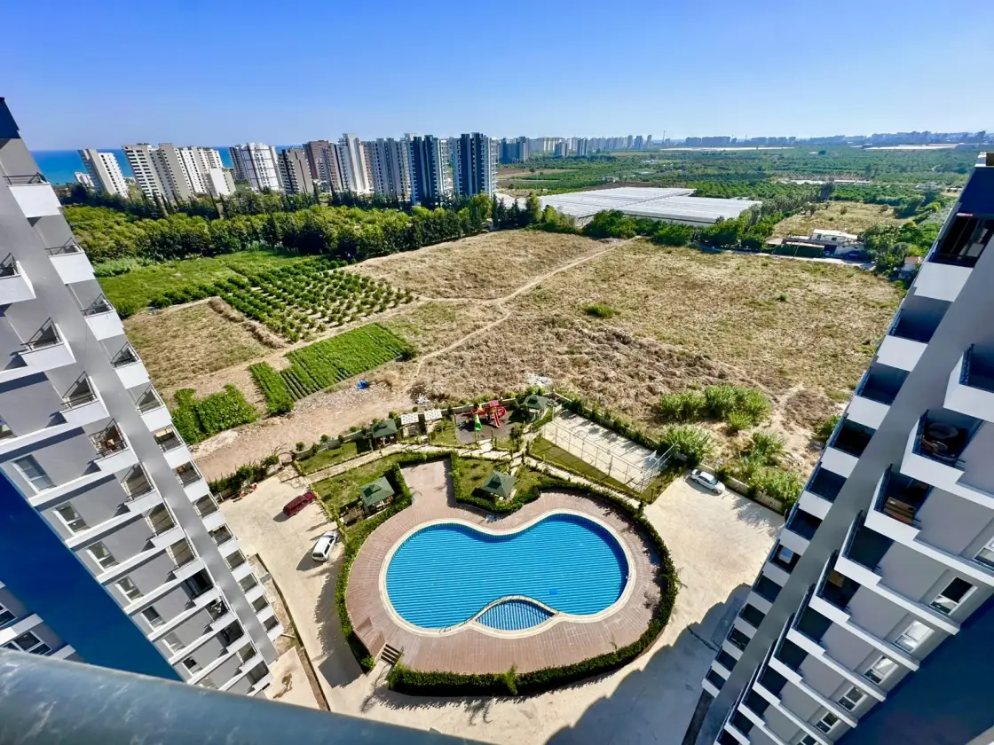 1+1 apartment with sea and pool view in Tece , Mersin - Ibr501366