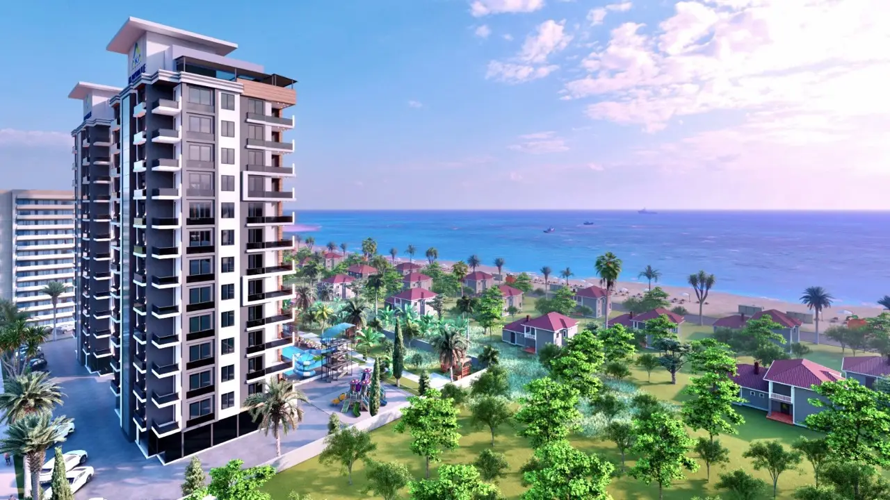 Apartment 1+1 with panoramic sea views, in Kargıpınarı, Mersin - Aka021