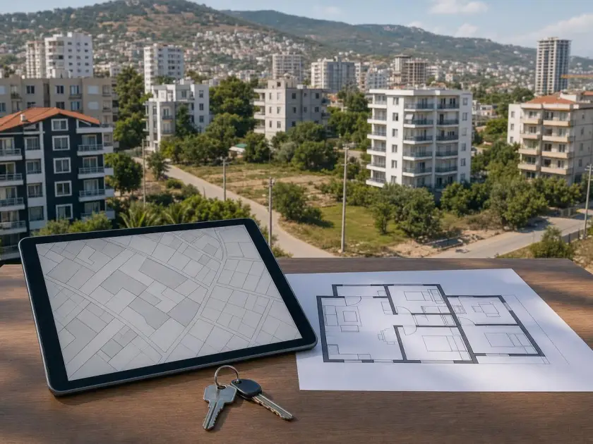 Checking the land under a residential building in Mersin using a cadastral map