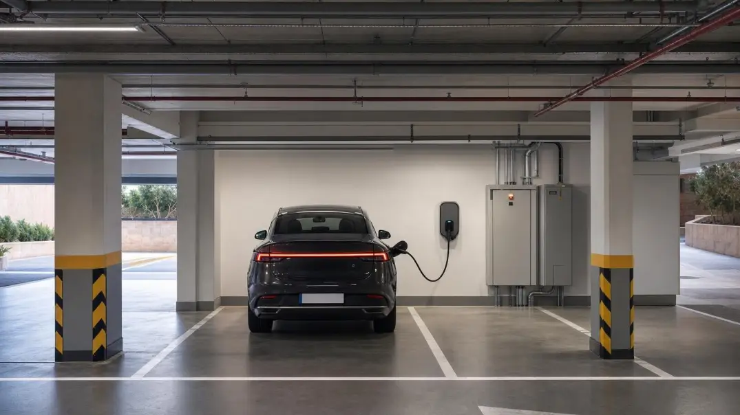 Residential parking with electric vehicle charging station in Mersin