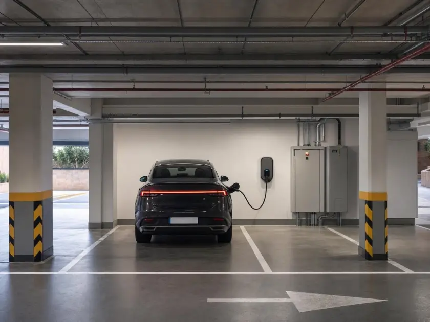 Residential parking with electric vehicle charging station in Mersin
