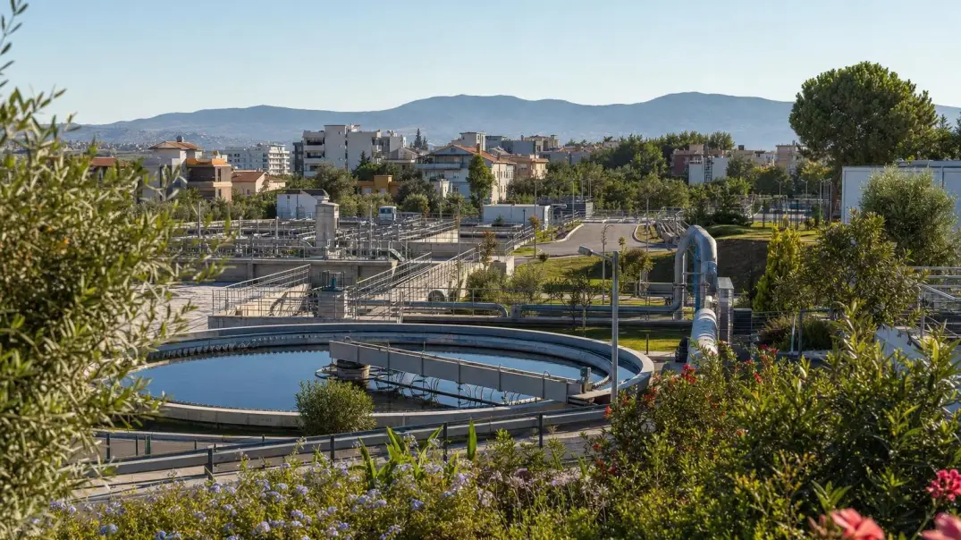 Editorial visualization of the engineering infrastructure and living environment of Cesmeli in Mersin.