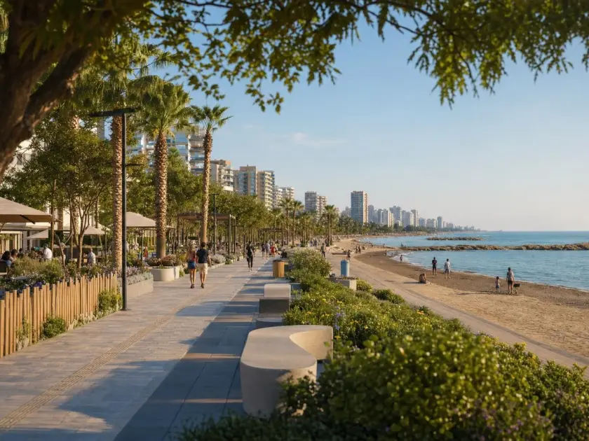 Editorial visualization of the future public coastal environment of the Mersin Beach project in Yenişehir and Mezitli.