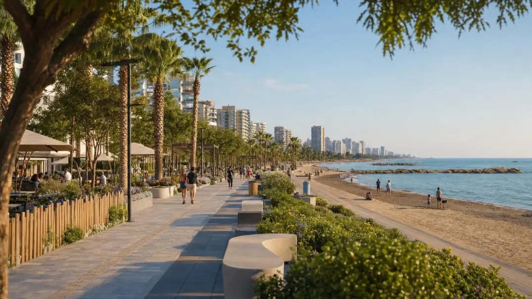 Editorial visualization of the future public coastal environment of the Mersin Beach project in Yenişehir and Mezitli.